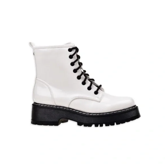 Madden NYC | Women’s Lug Combat Boots - White - Picture 2 of 5